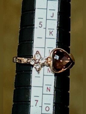 Heart Gem Gold tone Ring with purple and clear stones